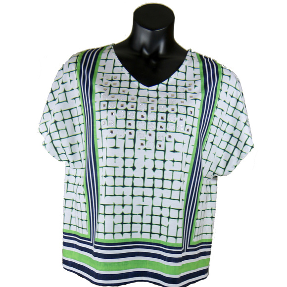 ZENERGY Chico's Blouse Top Size 2 - Picture 1 of 6